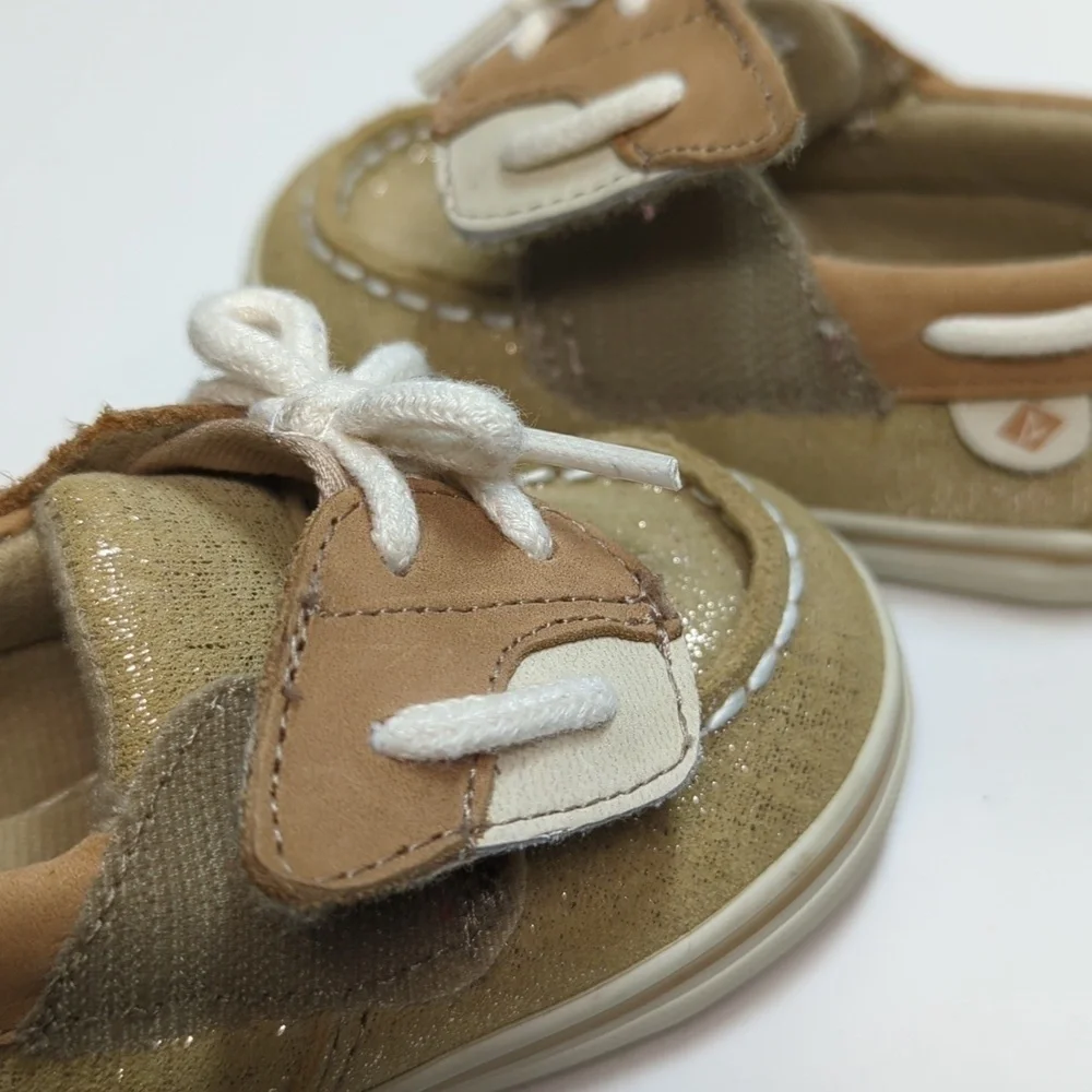 Sperry Topsider Blue Fish Crib Jr sparkley toddler shoes size 4 EU 20